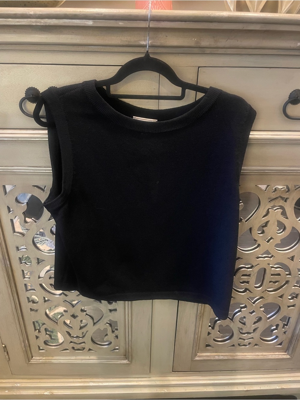 St John Black Sleeveless Knit Top